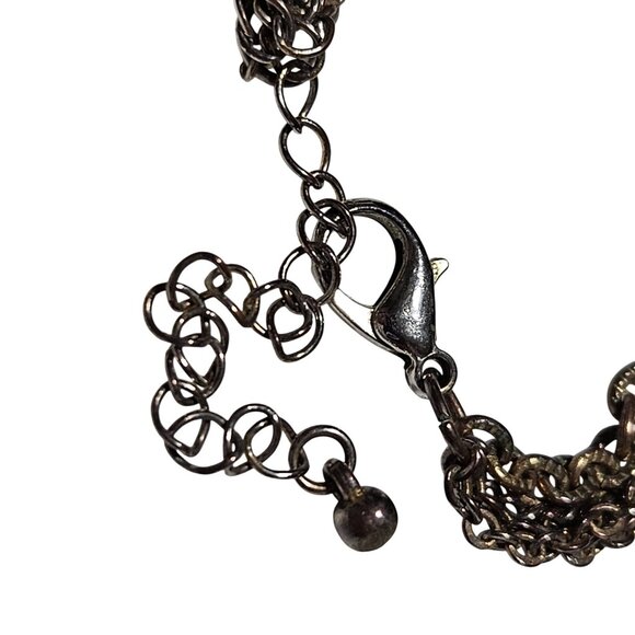 Vintage Hammered Smooth Disc Pendants Necklace Gold Tone Multi Layered Chain - Picture 6 of 6